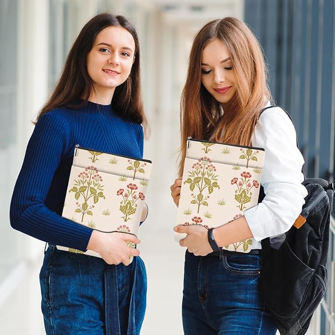 Retro Floral Book Sleeve Book Cover Classic Flower Book Protector with Zipper Christmas Birthday Book Club Gifts Book Accessories for Women Sister Bestie Librarian Girls Bookish Book Lovers Gifts