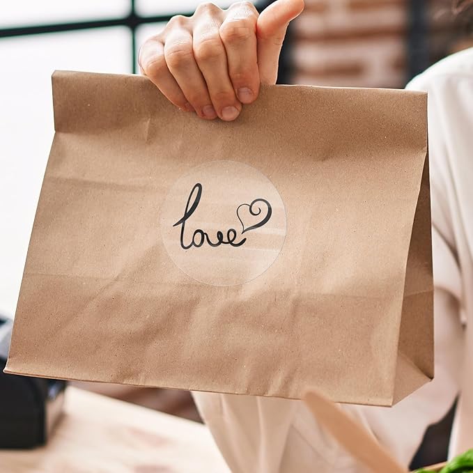 Transparent Thermal Labels Round 3 Inch Self Adhesive Circle Clear Printer Stickers Vinyl Waterproof Roll Decals Name Tag for Address Design DIY Logo Business 200 PCS