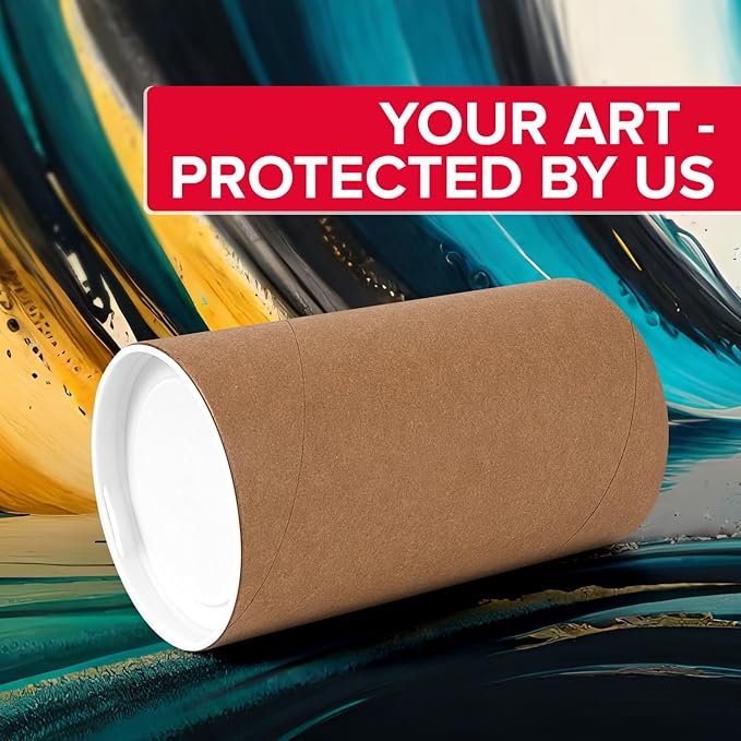 4" x 6" Reinforced Kraft Paper Mailing Tube, Pack of 1 Tube with 2 Caps – Secure USPS Approved Poster Tube – Cardboard Tube for Shipping and Storing Posters, Prints, Artwork, or Documents