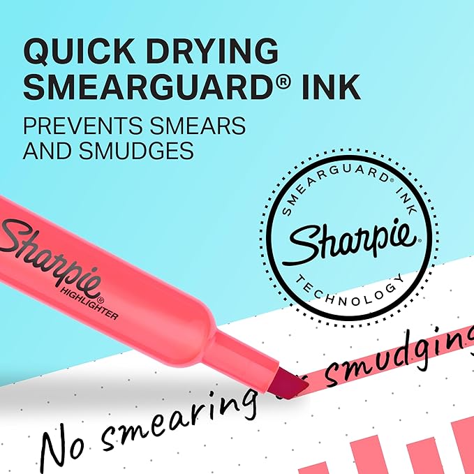 Sharpie Tank Style Bulk Highlighters, Chisel Tip Highlighter Marker Set, Journal Highlighters, Office And Teacher Supplies, Fluorescent And Pastel Highlighters, 12 Assorted Fashion Colors, 36 Count