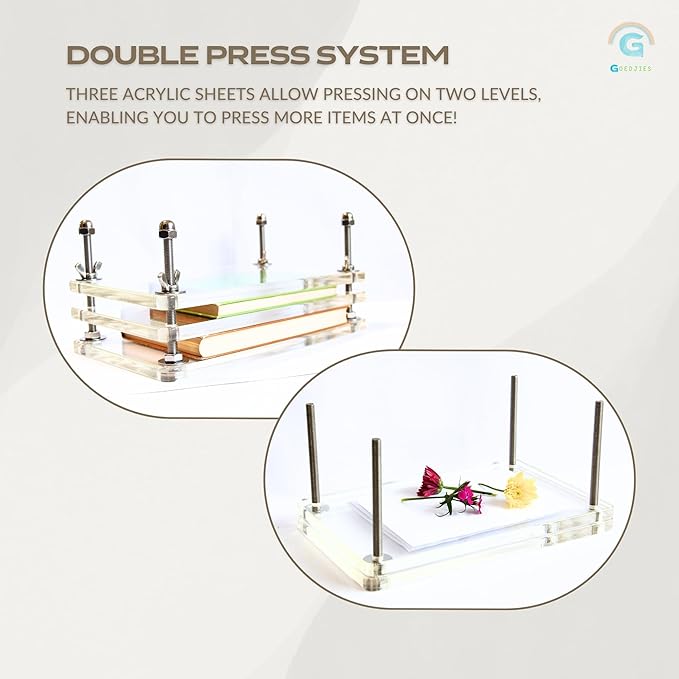 Book Press, Double,Flower Press,Travel Bag.Double Level Book Binding Press, Portable Book Press Bookbinding for Handmade DIY Bookbinding,Paper Press,13.8 * 7.9inch (Sky Blue, 13.8" x 7.9")