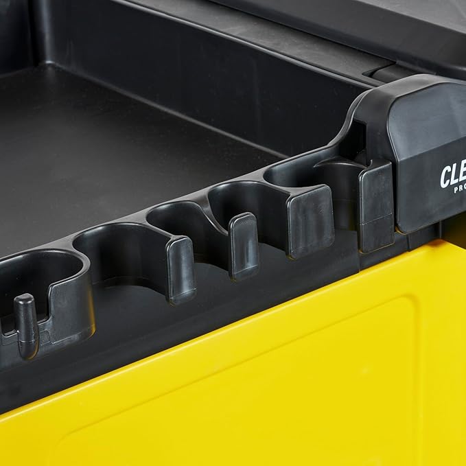 Restaurantware-Clean Tek Professional 3-Shelf Janitor Cart with Wheels, 1 Cleaning Trolley with Cover and 21 Gallon Bag - Includes 1 Double Locking Cabinet, Heavy-Duty, Gray Plastic Janitorial Cart