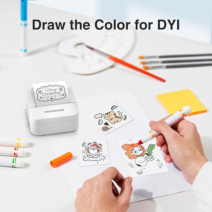 Thermal Paper Non-Adhesive Sticker Paper for Mini Thermal Pocket Printer, Black on White 57 x 25mm, 3-Rolls for Notes Texts Journal Photo and Notebuddy