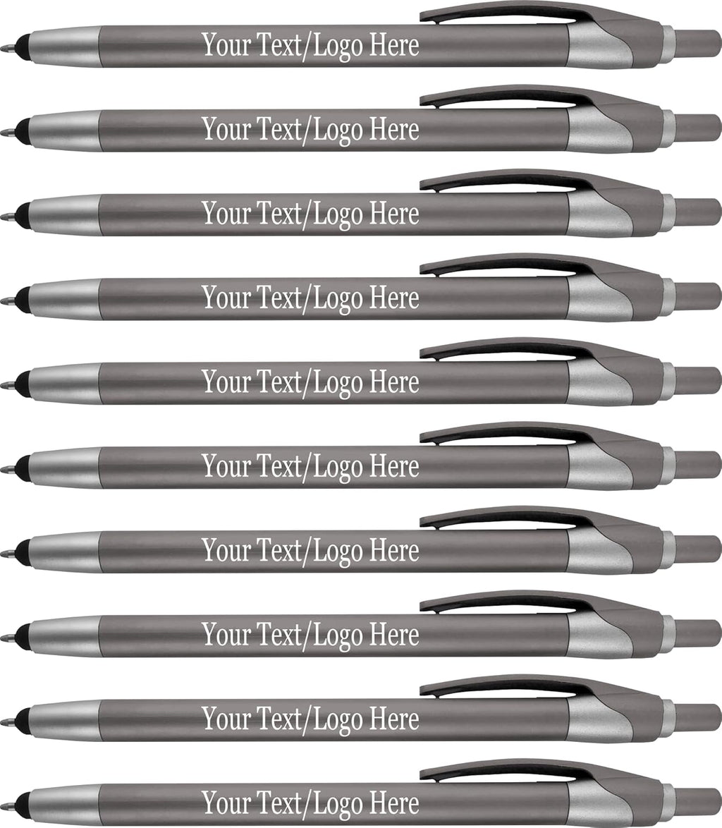 Personalized Pens in BLUE INK With your Custom Logo or Text Pens-Pack of 450- for Marketing, Parties, and Events, 2 in 1 Capacitive Stylus & Ballpoint Pen Compatible With Touchscreen Devices, Grey