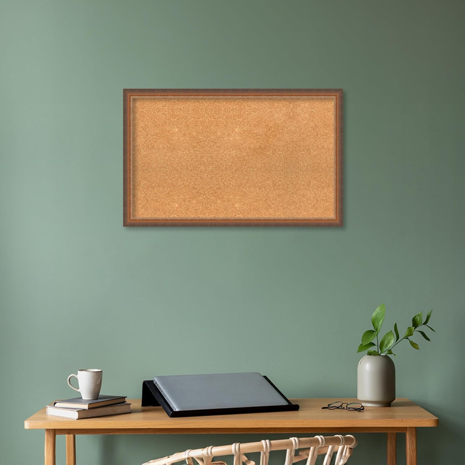 Amanti Art Natural Cork Board for Wall, 20x32 Vision Board with Bronze Frame, Medium Corkboard Office Decor for Home Organization, Modern Corkboard Pinboard to Display Items for Home Organization in