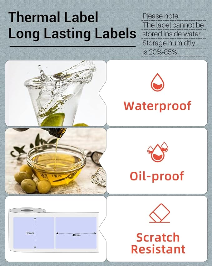 Phomemo M110/M110S/M200 Thermal Label- Black on Purple 1.57"x1.18"(40x30mm) for Small Business, Home, Office, 230 Labels/Roll