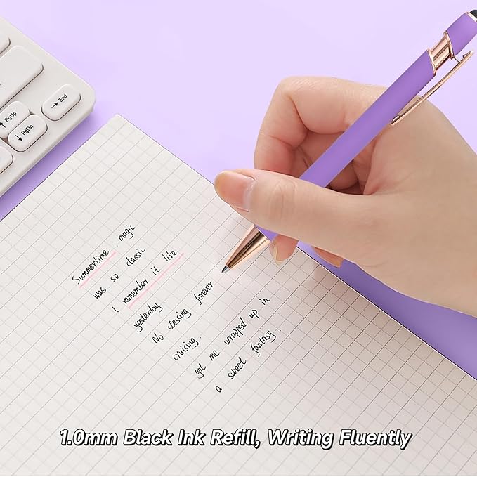 Personalized Pens for Women, 6 Pcs Purple Pens Ballpoint Pens Bulk, 1.0mm Medium Point Black Ink Pens for Journaling, Office and School Supplies Pens Gifts for Nurse Teacher (Purple)