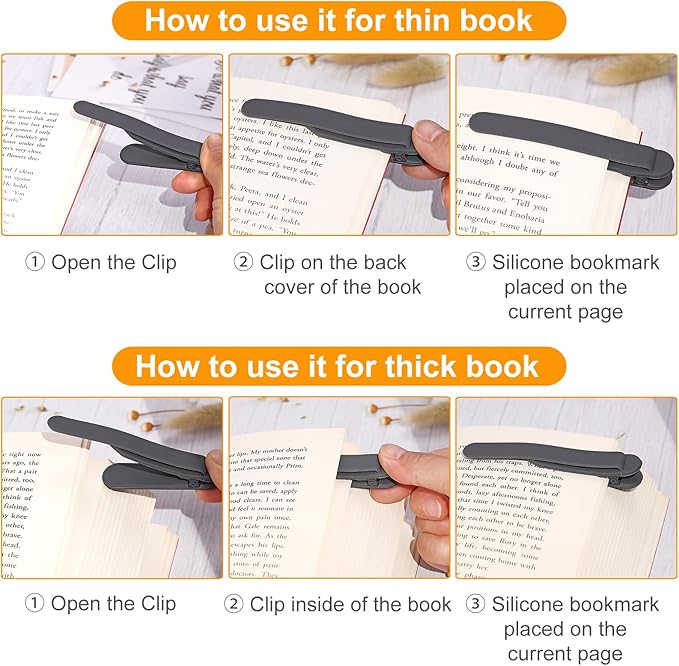 3Pcs Automatic Bookmark, Silicone Smart Book Marks for Reading Women, Men, Kids,Cute Unique Book Markers Bookmark Clip Reading Accessories Gifts for Book Lovers (1 Dark Grey+1 Light Grey+1 Beige)