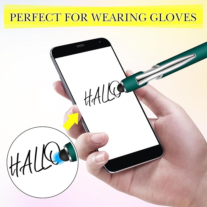 Zonon 38 Pieces Rubberized Ballpoint Pen with Stylus Tip Stylish Metal Pen Capactive Styli with Soft Rubberized Grip, Black Ink for Most Devices(Charming Colors)