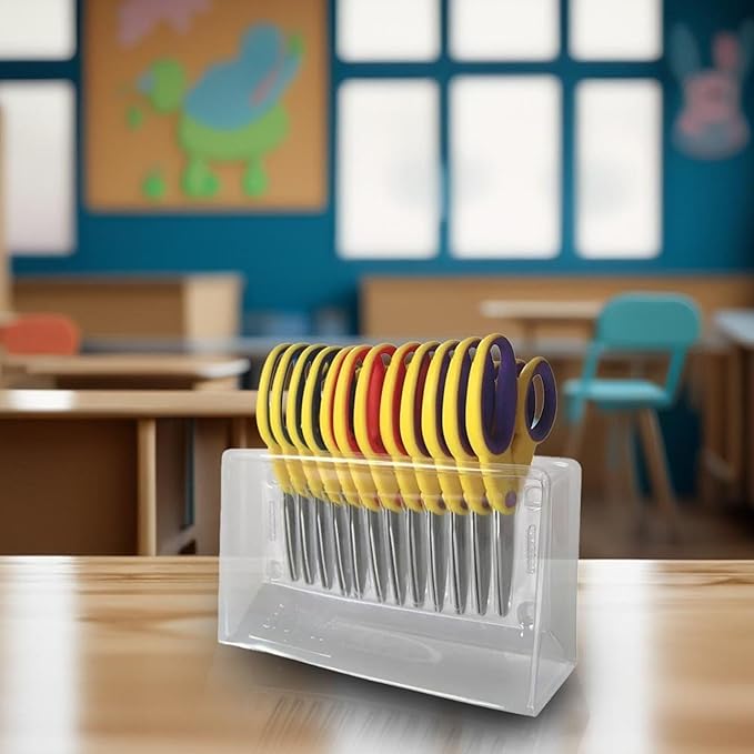 School Smart Pointed Tip Kid's Scissor, 5 Inch, Assorted Colors, Pack of 12