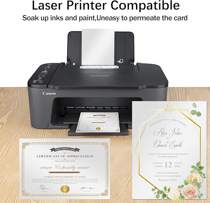 24 Sheets Silver Shimmer Cardstock 8.5 x 11 Metallic Paper, Goefun 80lb Card Stock Printer Paper for Invitations, Crafts, DIY Cards，Graduations