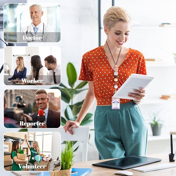 6 in 2 Set Retractable Lanyard for ID Badges, Teacher Lanyard with ID Holder Cute Lanyards for Women Nurse Teacher Appreciation Gifts Office Gift for Coworkers