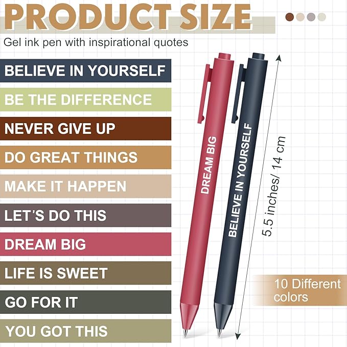 50 Pcs Gel Ink Pens Motivational Inspirational Quote Pen Retractable Rolling Ball Smooth Writing for Coworkers Supplies Office Home(Morandi Color,Inspirational)