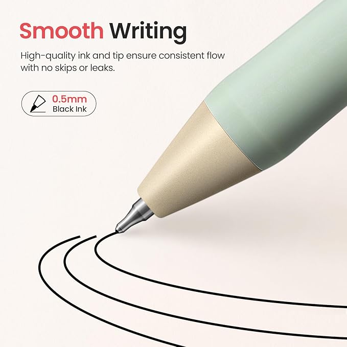 Gel Pens, 6 Pcs Quick Dry Blcak Gel Ink Pens, 0.5mm Fine Point Smooth Writing Pens for Journaling and Note Taking, Cute Aesthetic Pens for Women & Men-Sand Gold