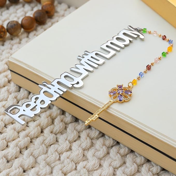 Metal Bookmark Cute Book Accessories Gifts for Women Teacher Readers Book Lovers for Christmas Mother's Day (Reading with Mony Silver)
