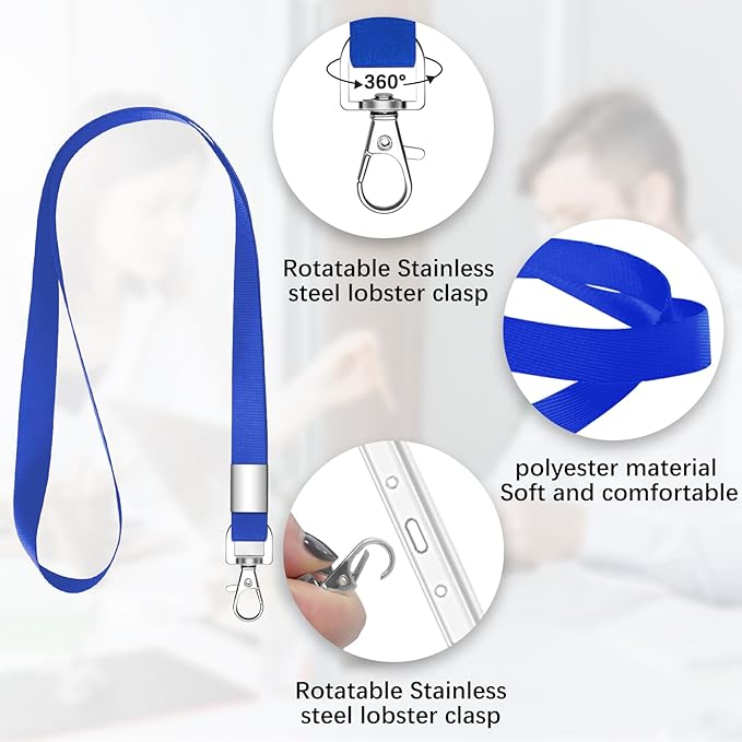 7 PCS Blue Lanyards for ID Badges, Keys, Cruise Ship Cards, Keychain, Soft Nylon Neck Lanyard with Clip, Badge Lanyard for Teacher, Kids, Men, Women