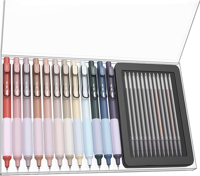 Mr. Pen- Retractable Gel Pens with Case, 12 Pack, Colorful Ink, 12 Refills, Gel Pens Fine Point 0.5mm, Retractable Pens, Cute Pens, Gel Ink Pens, Aesthetic Pens for Journaling Fine Tip Pens