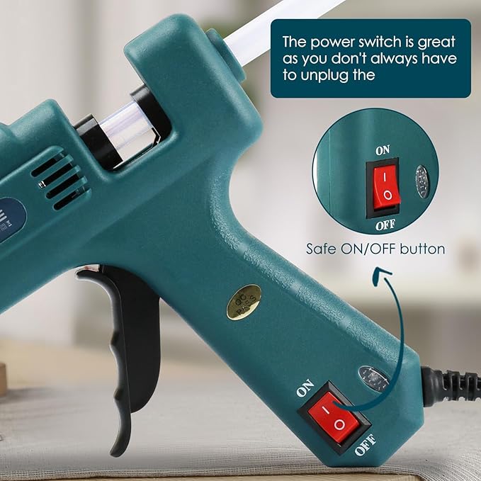 Fireproof 100W Hot Glue Gun Kit Glue Gun - MAXDONE Craft Glue Gun Full Size (Not Mini) Glue Guns Heavy Duty Hot Glue Gun with 12pcs Glue Sticks(0.43'' x 8") 100w for DIY Art