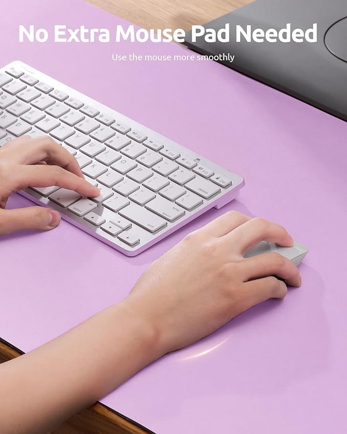 YSAGi Leather Desk Protector, Office Mat, Large Mouse Mat, Non-Slip PU Leather Blotter, Laptop Desk, Waterproof Writing Pad for Office and Home (Taro Purple, 35.4" x 17")