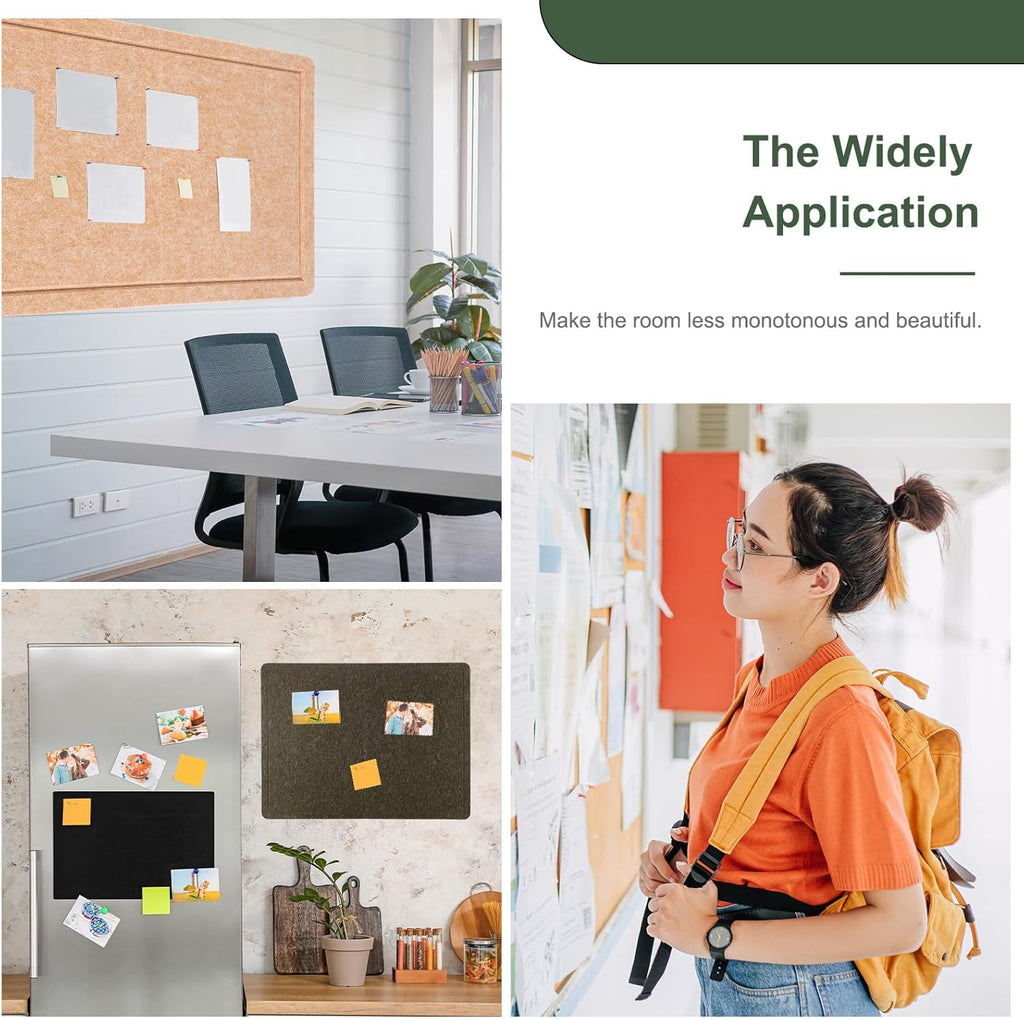 YOKIVE Felt Bulletin Board, 60 x 31.5 -Inch Foldable Decorative Pin Board Self Adhesive Felt Cork Board with 20 Pushpins, Great for Wall, Photo Display, Paste Note, Schedule(Light Camel)