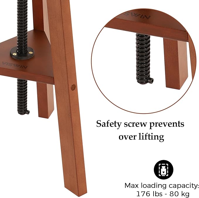 VISWIN 19"-26" H Wooden Adjustable Height Stool, Beech Wood Artist Stool for Drafting, Painting Stool for Artists, Adults, Wood Chair for ArtStudio, Bar, Kitchen, Home Use, Office