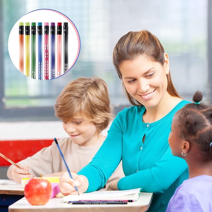 Epakh 100 Pcs Inspirational Pencils Color Changing Pencils Bulk with Eraser HB Wooden Pens Gift for Kids Students Classroom Christmas Party(Mixed Colors,Classic Style)
