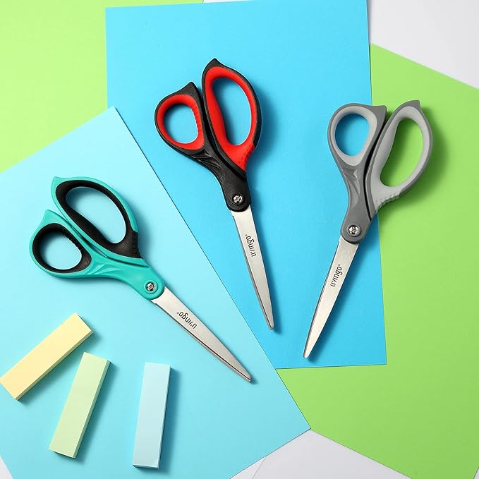 LIVINGO Sharp Scissors Bulk: 24 Pack of Scissors Set All Purpose Heavy Duty for Office Home Middle High School Classroom Teacher Supplies Craft Cutting Paper Fabric Sewing, Comfortable Grip, 8.5 Inch