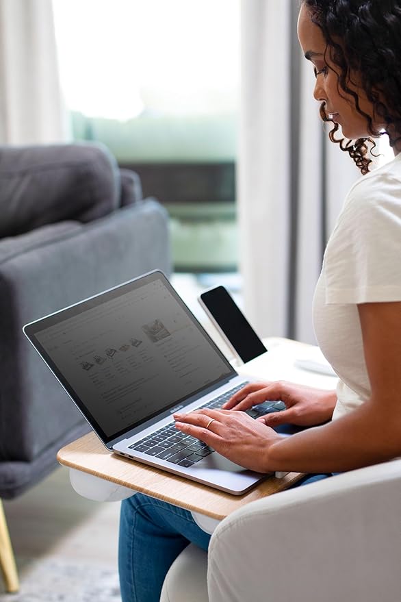LAPGEAR Home Office Lap Desk with Device Ledge, Mouse Pad, and Phone Holder - White Oak Woodgrain - Fits up to 15.6 Inch Laptops - Style No. 91579