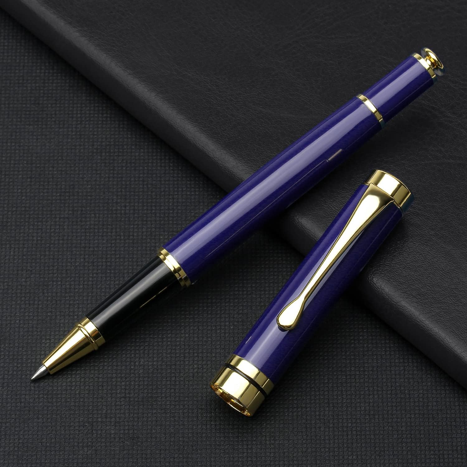 YIVONKA Luxury Ballpoint Pens Best Ball Pen Gift Set for Men & Women Professional Executive Office Nice BallPens Classy Gift Box Ballpoint Black Refill Line width 0.5mm (Blue Gold)