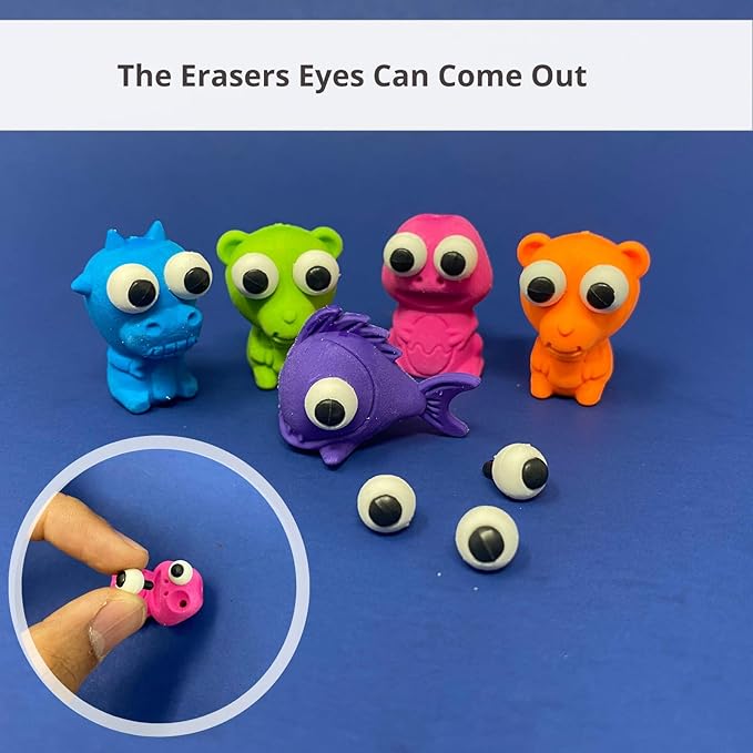 Mr. Pen- Erasers, Cap Erasers, 20 Pack, Animal Eraser Caps (Eyes Come Out), Erasers for Kids, Pencil Eraser, Pencil Erasers Toppers Cute Erasers, Colorful Erasers, Fun Erasers Kids, Easter Egg Fillers