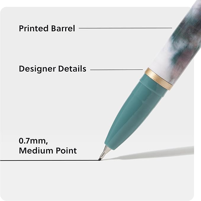 U Brands Catalina Felt Tip Pens, Set of 3, Soft Dye Designs, Medium (0.7 mm) Point, Black Ink