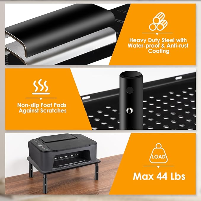 Computer Monitor Stand Riser for Desk, 2 Pack Adjustable Pc Laptop Tv Desktop Monitor Metal Stand Riser with Cable Straps, Screen Floor Shelf Holder Stand for Desk, Floor, Carpet, Organizer