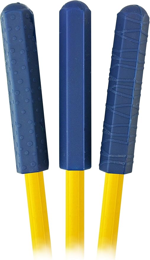 The Pencil Grip Chewberz Pencil Toppers, Latex-Free Chewable Pencil Toppers, Navy Blue, Set of 3 - TPG-883