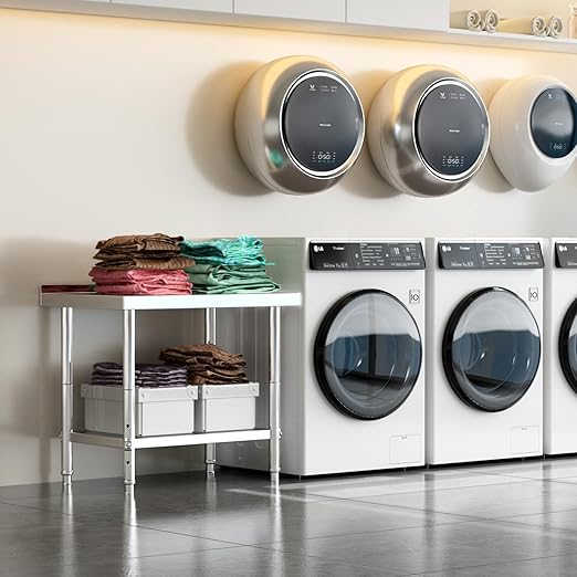 Stainless Steel Table for Prep & Work with Backsplash 24 x 36 Inches NSF Metal Commercial Kitchen Adjustable Under Shelf Worktable for Restaurant Home Outdoor