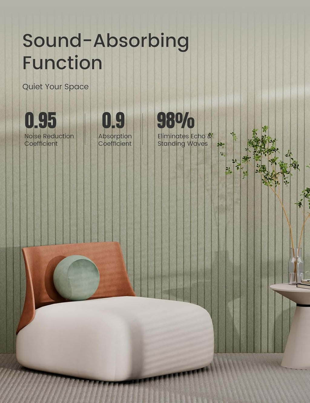 Bumusty Large Cork Board Alternative-36 x24 Felt Bulletin Board Tiles, with 30 Pushpins, 40 Adhesive Tabs, 6-Pack Slat Wall Paneling, Cork Boards for Office Push Pin Board Felt Board-Sage