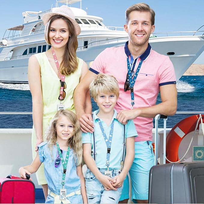 6 Pack Cruise Ship Lanyards, Cruise Lanyards for Ship Key Cards with Waterproof ID Holder Cruise Luggage Tags Retractable Badge Reel & Detachable Buckle for Cruise Essentials