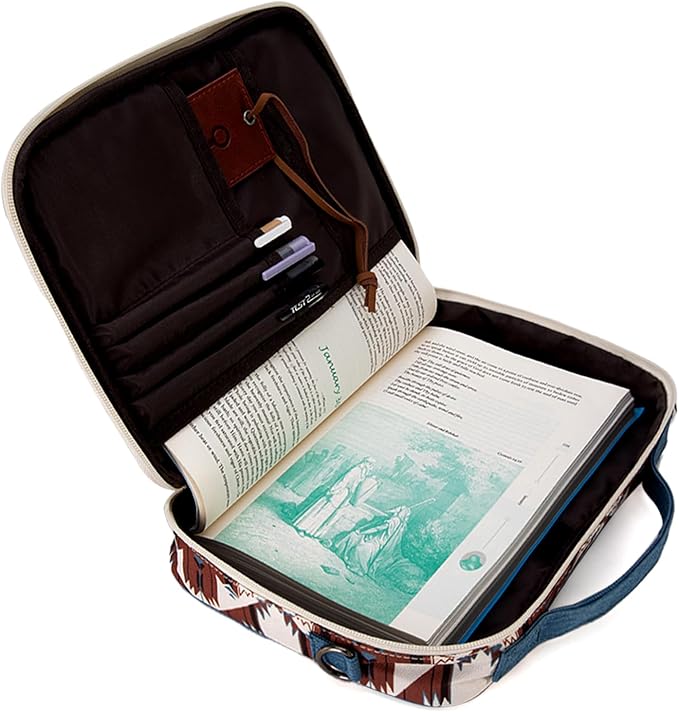 Montana West Bible Book Covers for Women Canves Bible Cases with Zippered Pocket Bible Bags Handheld Crossbody Church Bible Study Supplie