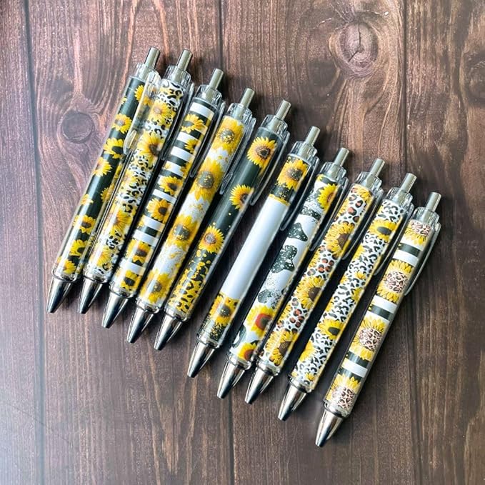 10PC Sunflower Pens Sunflowers Pen for Women Teacher Appreciation Gifts Work Office Desk Classroom Decor Supplies Stationary Set Accessories Party Favors Theme for Writing Journal Planning Notepad