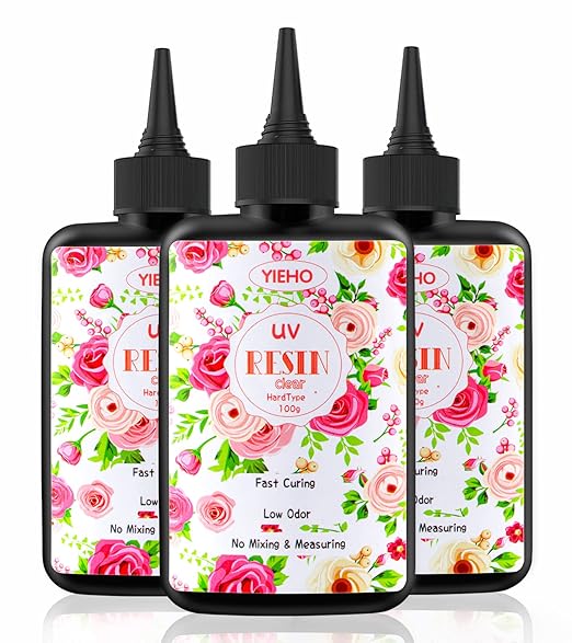 300g UV Resin,Upgraded Hard Type Crystal Clear Epoxy Resin Up Premixed UV Cure for Craft Jewelry Making