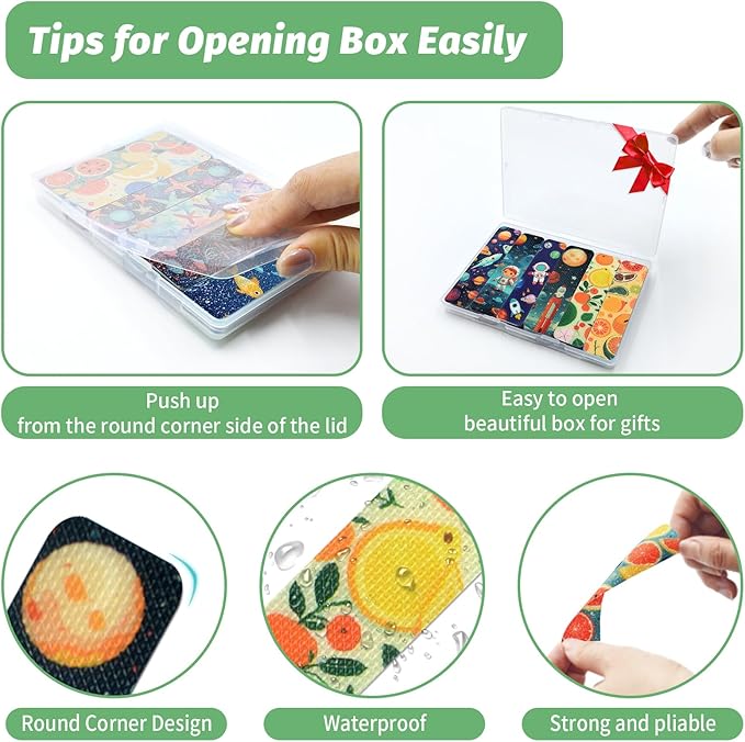 72 Pieces Anxiety Sensory Stickers with Storage Box - Calming Stickers 2 Textured Surface - Fidget Strips for Office & Classroom Desk Adult & Teen Stress (Cartoon)