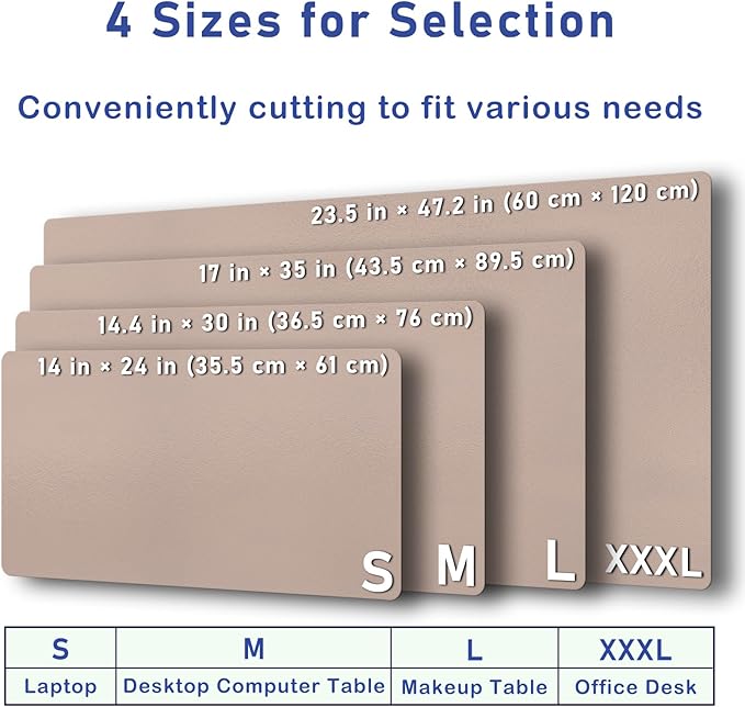 Boutilon Leather Desk Pad 24"x 14" Non-Slip Mouse Pad,Office Desk Mat,Waterprooft PU Leather Desk Blotter,Desk Pad Protector,Desk Writing Pad for Home Office Decor (S-Champagne)