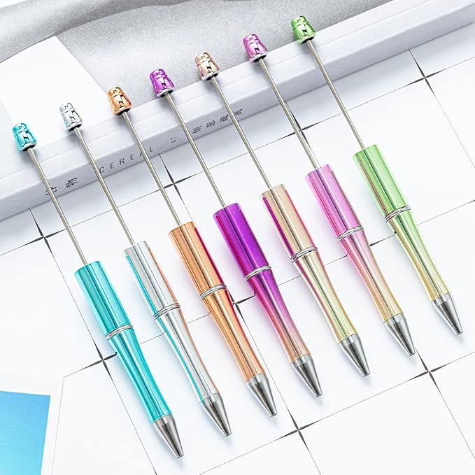 PASISIBICK Plastic UV Beadable Pens, Bead Pens for DIY PPL Gift with Shaft Black Ink, 18 Pieces