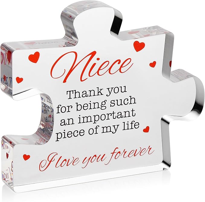VELENTI Niece Gifts - Acrylic Block Puzzle Niece Gift - Cute Niece Gifts from Aunt, Uncle - Birthday, Christmas, Paperweights, Graduation Niece Gifts from Auntie - Novelty Gifts for Nieces