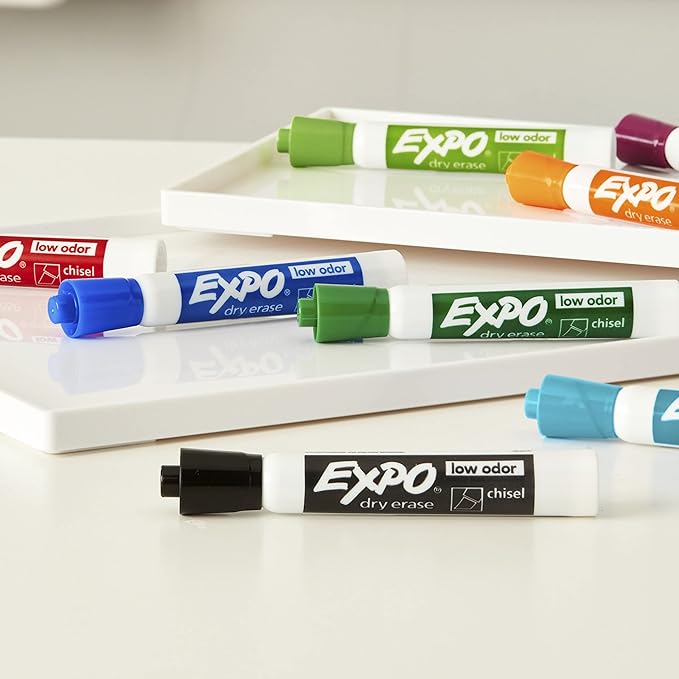 EXPO Low Odor Dry Erase Markers, Chisel Tip, Assorted Colors, 16 Count