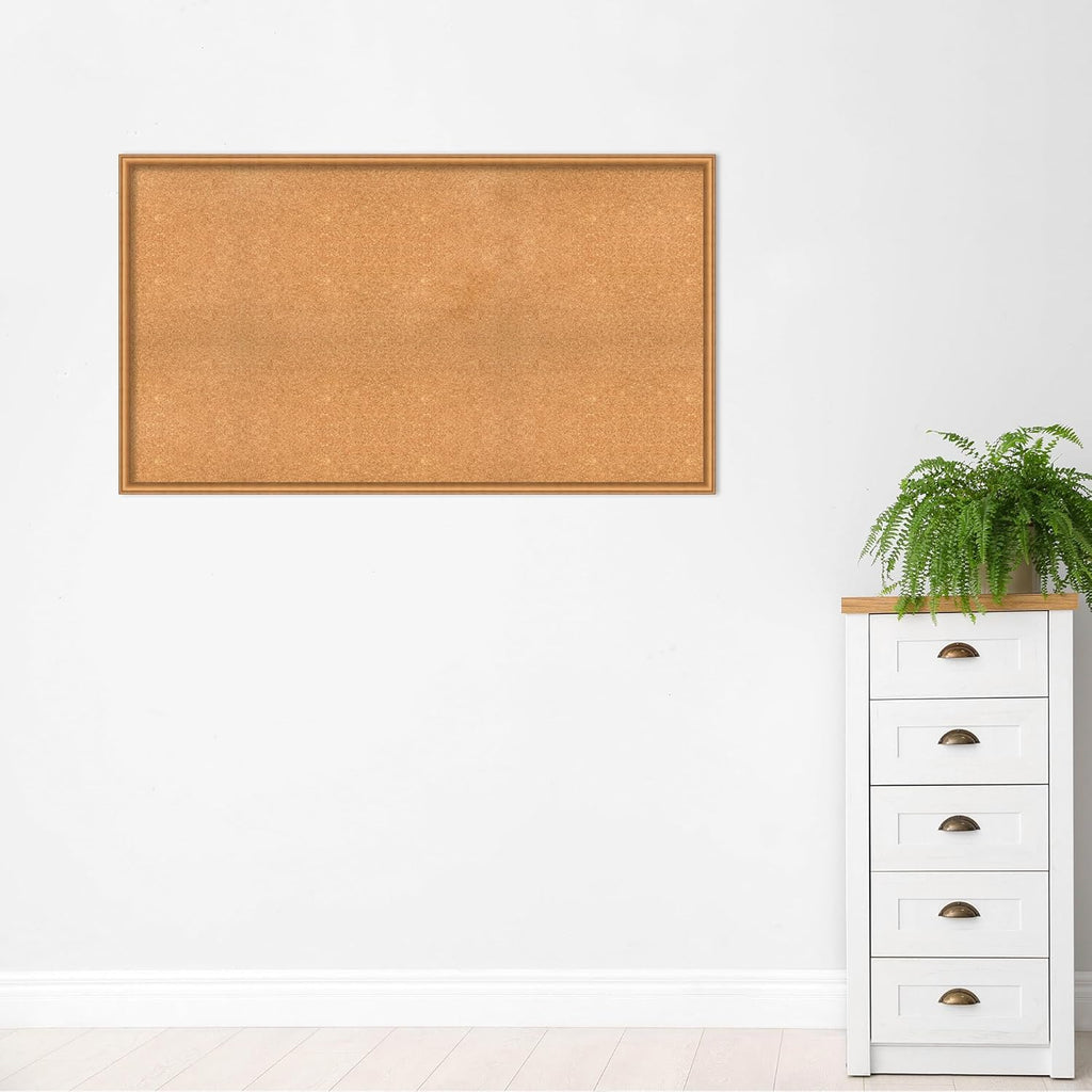Amanti Art Natural Cork Board for Wall, 32x56 Vision Board with Bronze Frame, Oversize Corkboard Office Decor for Home Organization, Casual Corkboard Pinboard to Display Items for Home Organization