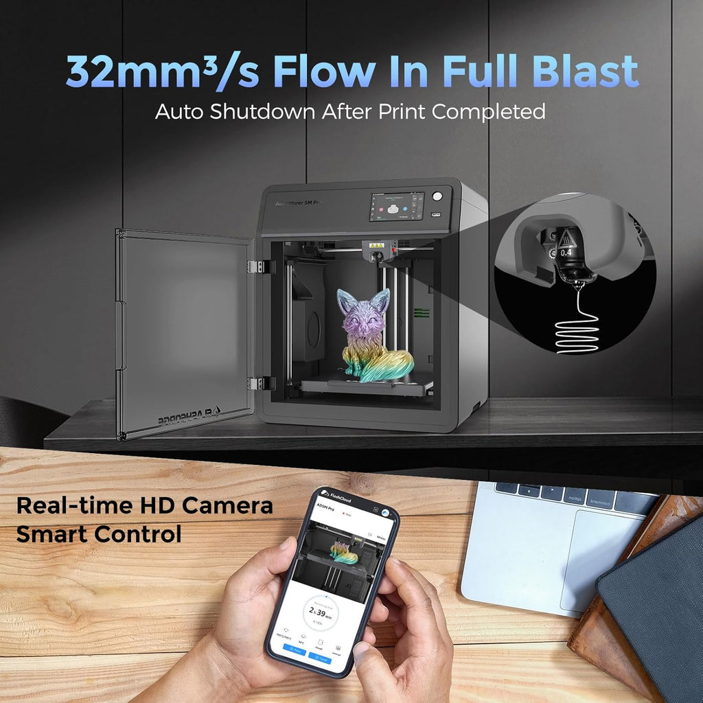 FLASHFORGE Adventurer 5M Pro 3D Printer, 600mm/s High-Speed, FDM 3D Printer Auto Leveling with 280°C Quick Detachable Nozzle, Core XY Structure, Dual Filtration System, Print Size 220x220x220mm