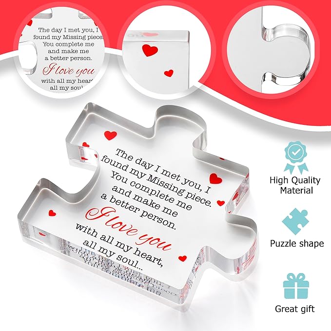 Valentines Day Gifts - I Love You Gifts for Him, Her - Acrylic Puzzle Printed Message - Birthday, Wedding for Boyfriend, Girlfriend - I Love You Presents for Husband, Wife