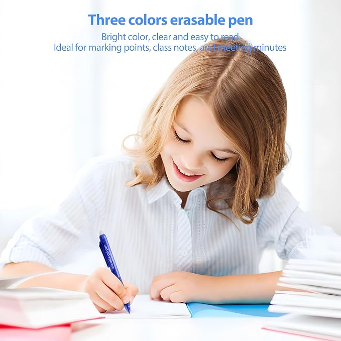 6-Pack Erasable Pen Set, Eraser Gel Pen,Erasable Pens, Ballpoint Pen, Fine 0.7mm Erasable Pen for a smooth writing experience - perfect for school, office and as a gift for kids or friends.