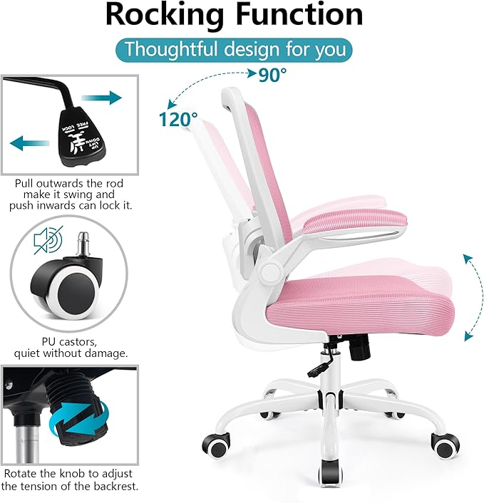 FelixKing Ergonomic Office Chair, Adjustable Height, Lumbar Support, Breathable Mesh Fabric, Durable and Reliable, Pink
