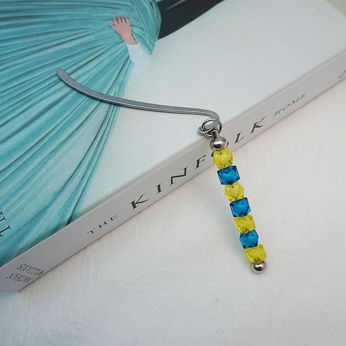 20 Pack Beadable Bookmarks with Bar Bulk Metal DIY Blank Bookmark for Beads Jewelry Pendants Charms Modern Beading Book Make Marks Craft for Book Lovers Office Supplies (Silver)